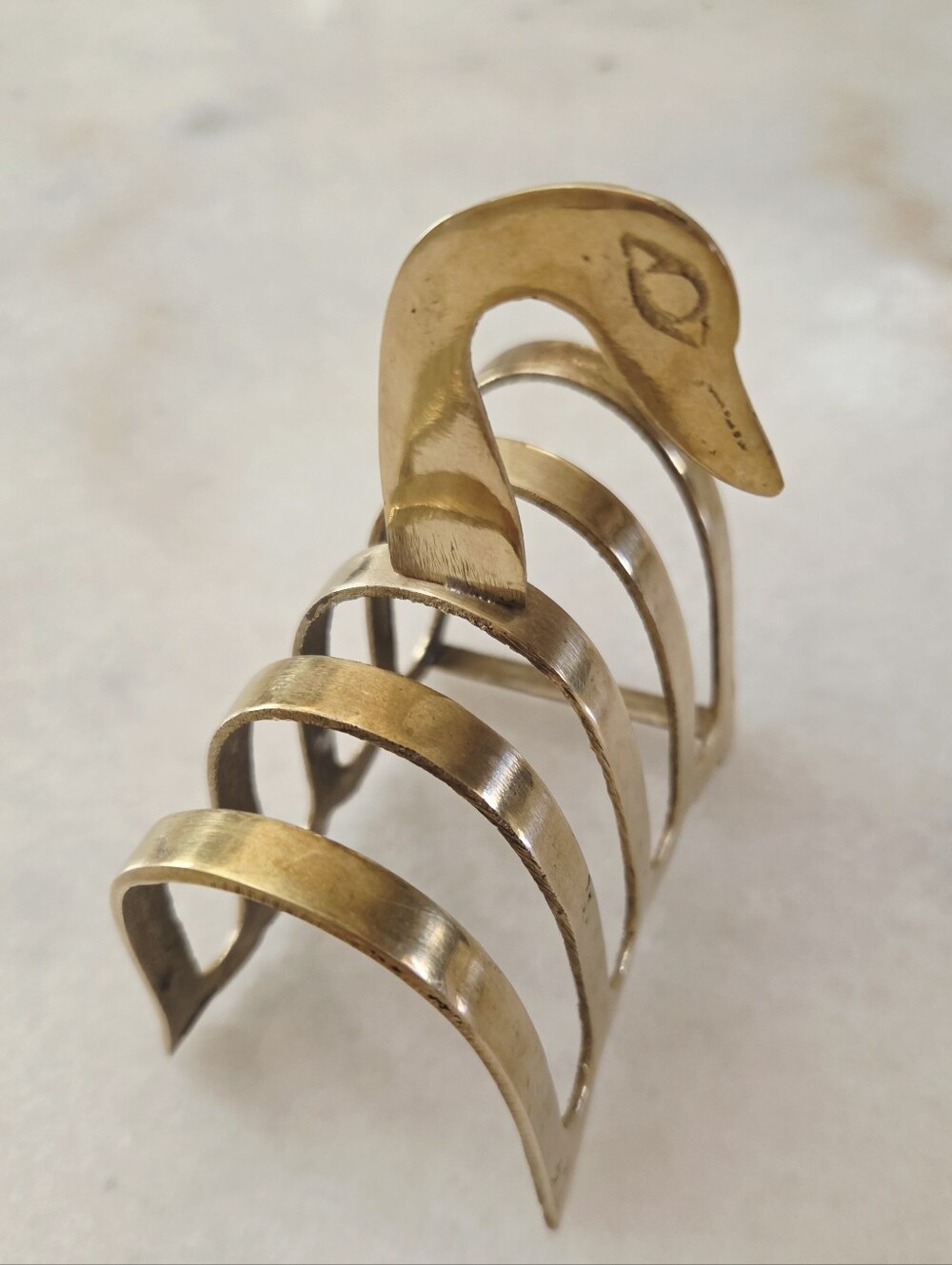Vintage English Traditional Brass Swan / Duck Letter Holder / Toast Rack